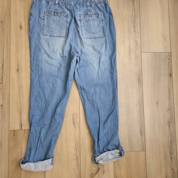 Anthropologie Holding Horses Tencel Chambray Overall Jumpsuit Women Sz 8 - Picture 7 of 12